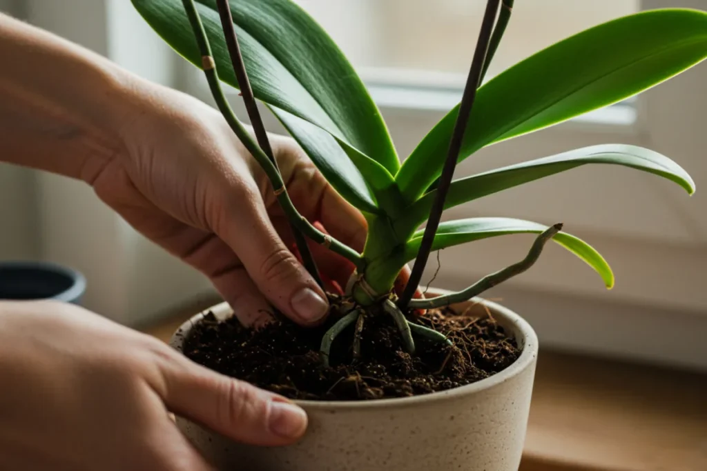 replantio de orquídea